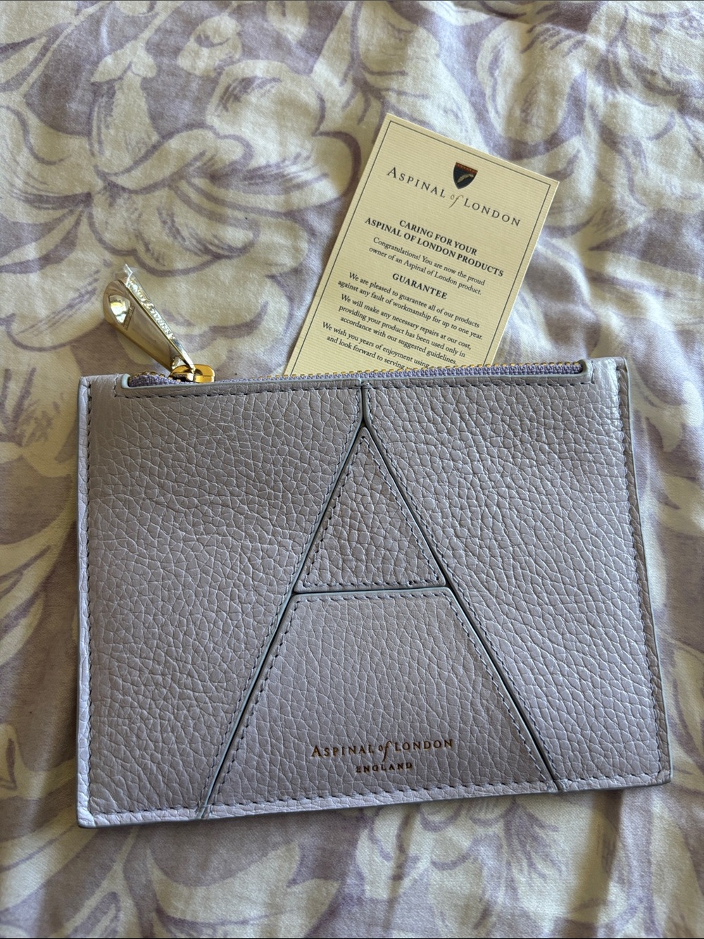 Spinal of London lilac Leather Zip  Pouch